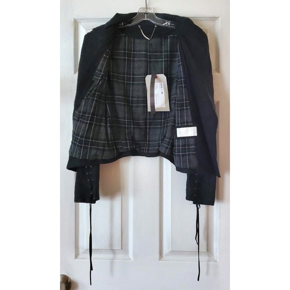 GAR-DE DESIGNER WOMENS BLACK DISTRESSED SUEDE ASYMMETRIC BIKER JACKET NWT - Picture 8 of 12